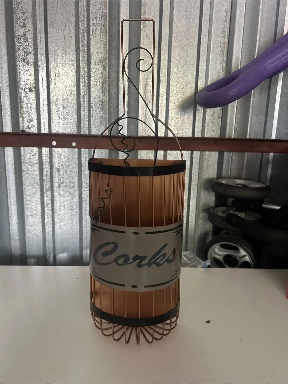 Wine Bottle Shape Metal Cork Collector – Decorative Wall Mounted Display